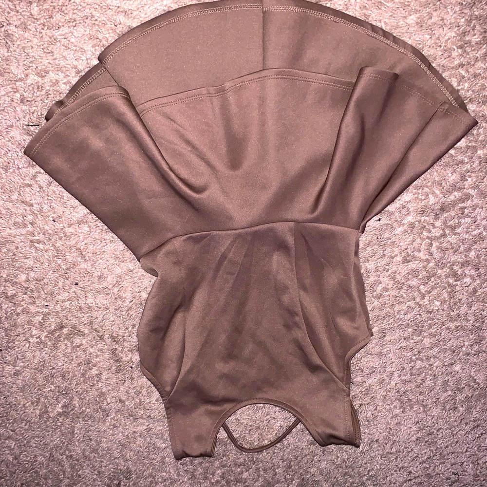Matte brown peplum shirt